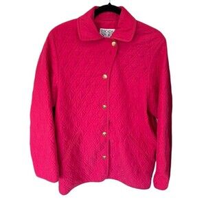 Vintage Escada Sport Quilted‎ Jacket Pink Size Small Luxury Buttons